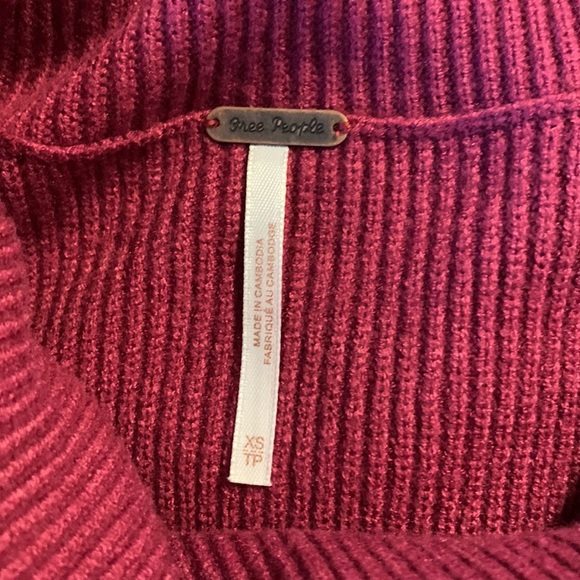 Free People Structured Knit Tunic Turtleneck Pullover Sweater XS Oversized - Picture 4 of 7